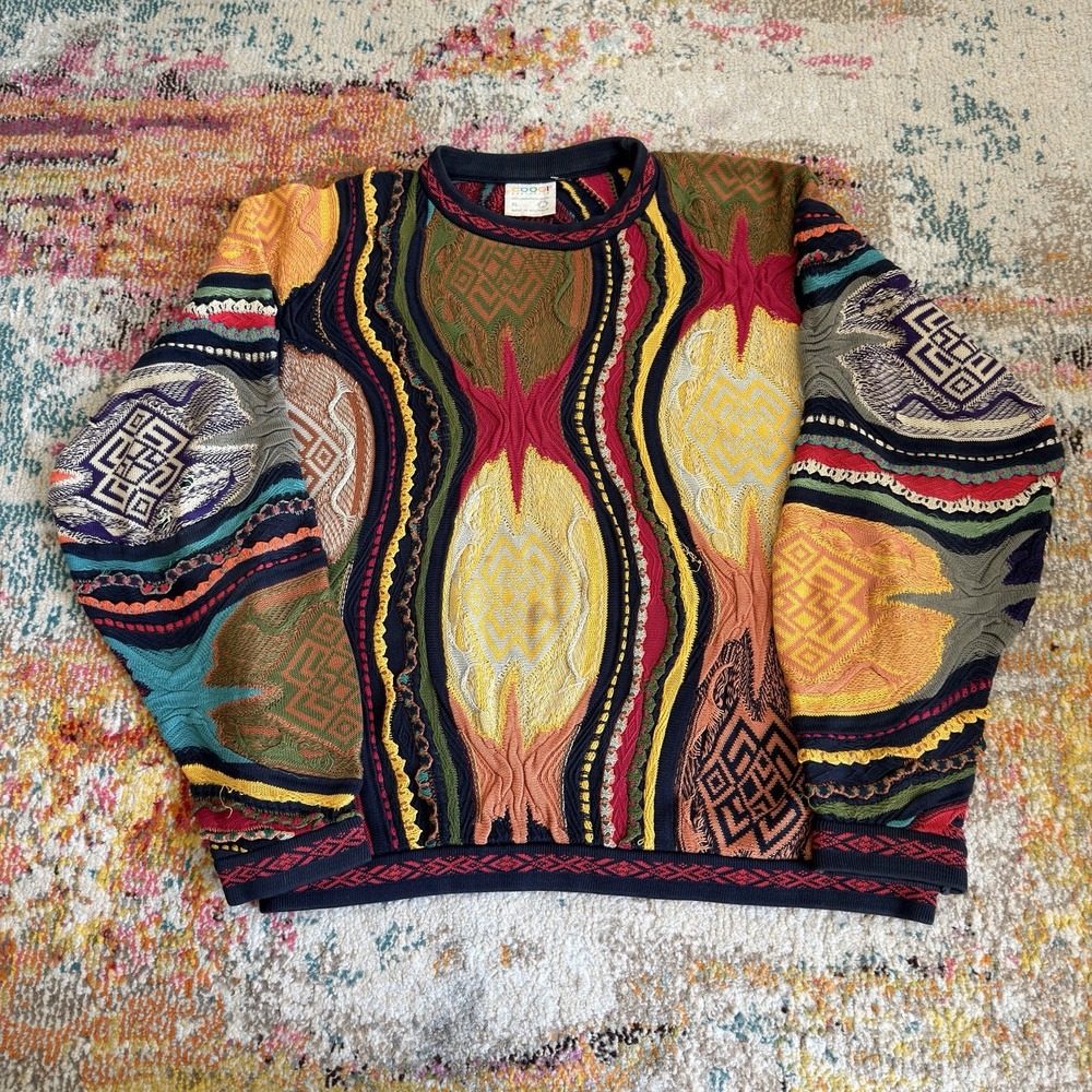 Vintage 90s Coogi Australia 3D Knit Crewneck Sweater Multicolored Size XL